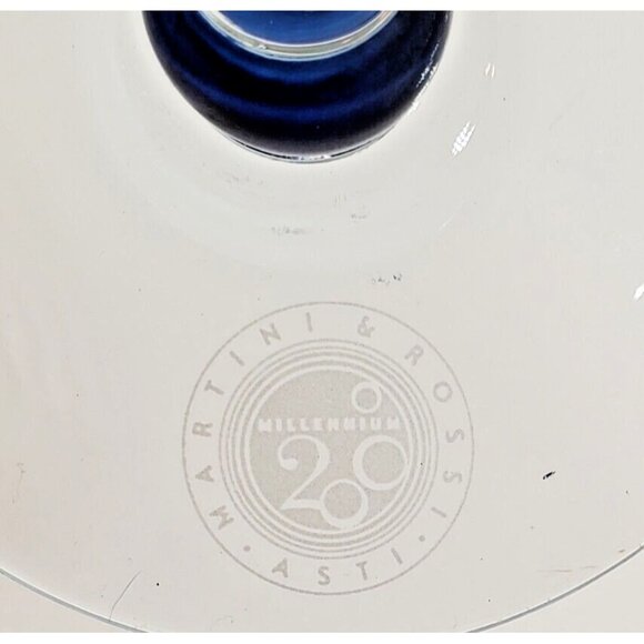 Martini & Rossi Asti Tall Crystal Champagne Glass Cobalt color stem - Picture 6 of 6